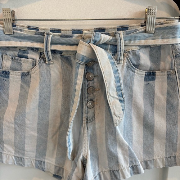 Rewash Brand Striped Denim Super High Rise Paperbag Shorts Women's Size 9/29 - Picture 5 of 11